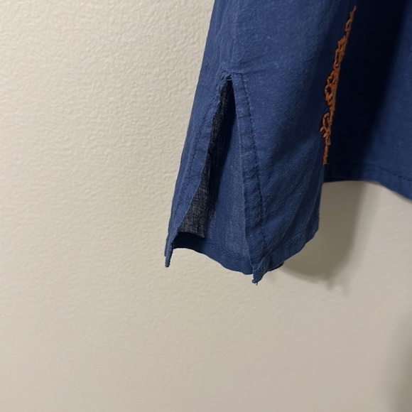 Madison Mathews Navy Tunic with Orange Embroidery Size Large - Picture 4 of 9